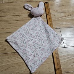 George Asada Pink Bunny Rabbit Lovey Soft Plush Security Blanket Baby Toy Flowers 18" *Pre-Owned 