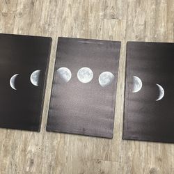 3 Piece Moon Phases Canvas Painting