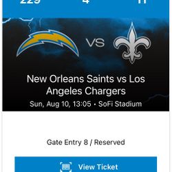 Chargers vs saints SOFI Stadium- AISLE SEATS With Tailgate Parking