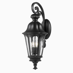 HWH Exterior Wall Sconce Lantern with Seeded Glass