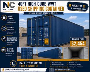 Houston, TX 40ft High Cube Wind & Water Tight Shipping Container – Delivered $2,454