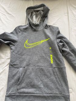 Nike Graphic Pullover Hoodie Gray Volt