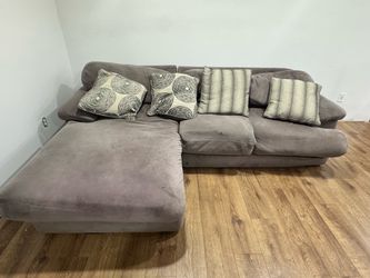 PENDING PICKUP - Gray Microfiber Sectional Sofa with Chaise