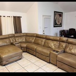 Tan Leather Couches W/Sectional (real leather)