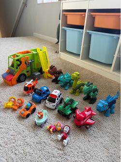 Kids toys: dinosaurs, cars, paw patrol