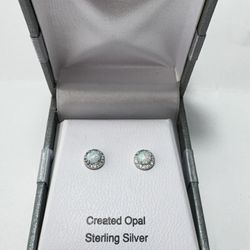 Sterling Silver Opal Stud Earrings – New in Gift Box