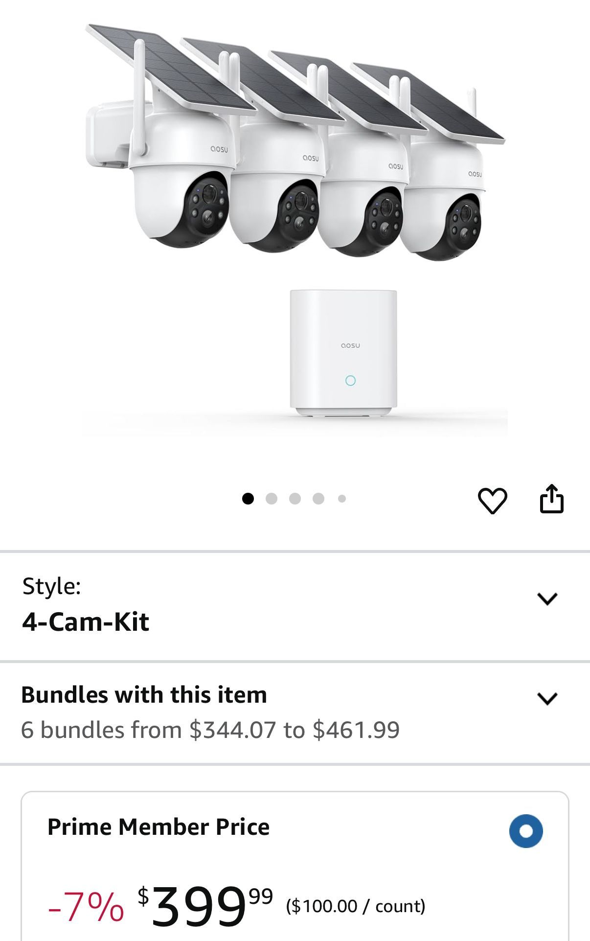 Security Cameras Outdoor Wireless, 4 Cam-Kit, No Subscription, Solar-Powered, Home Security Cameras System with 360° Pan & Tilt, Auto Tracking, 2