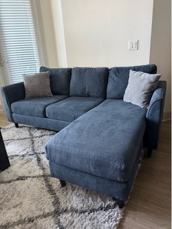 Blue Sectional Sofa w Reversible Chase
