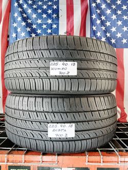🇺🇸 2 GREAT USED TIRES 225/40ZR18 KUMHO SOLUS GT ALL SEASON PERFORMANCE USED TIRES 225 40 18