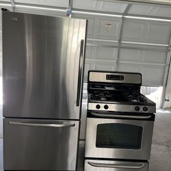 Maytag bottom freezer refrigerator & GE gas range combo