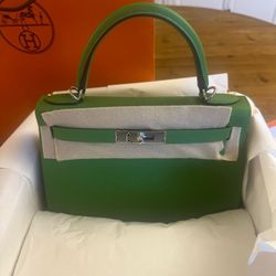 Hermes Kelly 25 Leather Epsom Vert Yuka 
