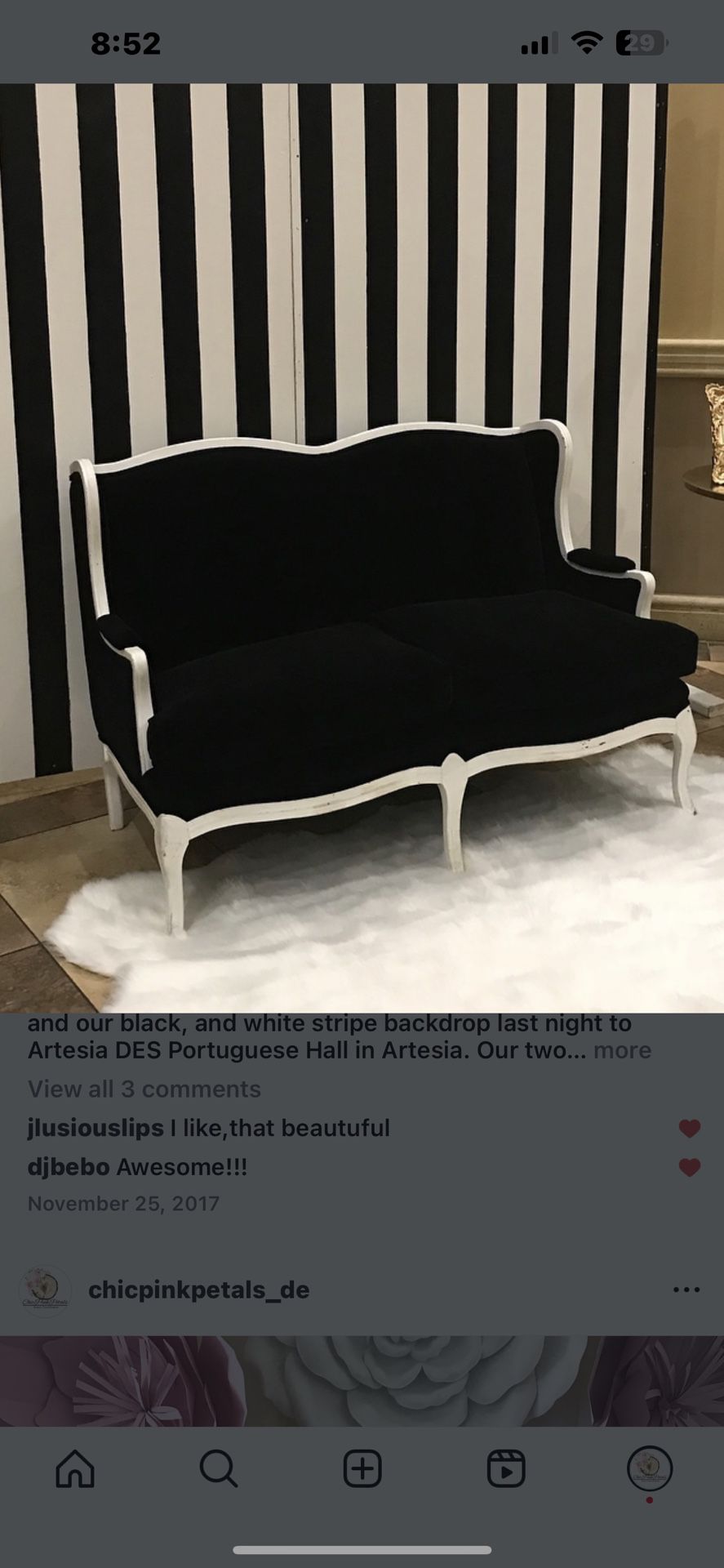 Black Velvet Antique Sofa And Wingback Chair