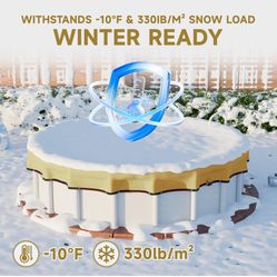 Above Ground Pool Cover 21FT Cover 4FT Overlap - 500D Windproof with Steel Cable & Heavy Duty Winch - Swimming Pool Winter Cover