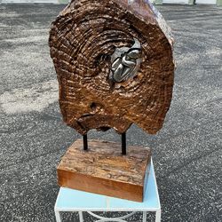 Vintage MCM Cypress Wood Sculpture-signed