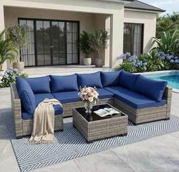 Newly Assembled 7-Piece Patio Furniture Set Outdoor Wicker Conversation Sofa Set with Coffee Table