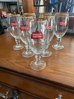 7 Stella Artois Beer Glasses. New