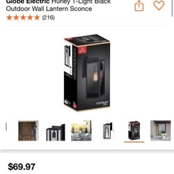 Globe Electric Hurley 1-Light Black Outdoor Wall Lantern Sconce 