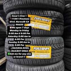 245/40R18 FULLWAY A SET OF FOUR NEW TIRES, INCLUDES MOUNTING AND BALANCING WITH WARRANTY, ASK  ME FOR ANY SIZE OR BRAND, WE HAVE THE BEST PRICES!!