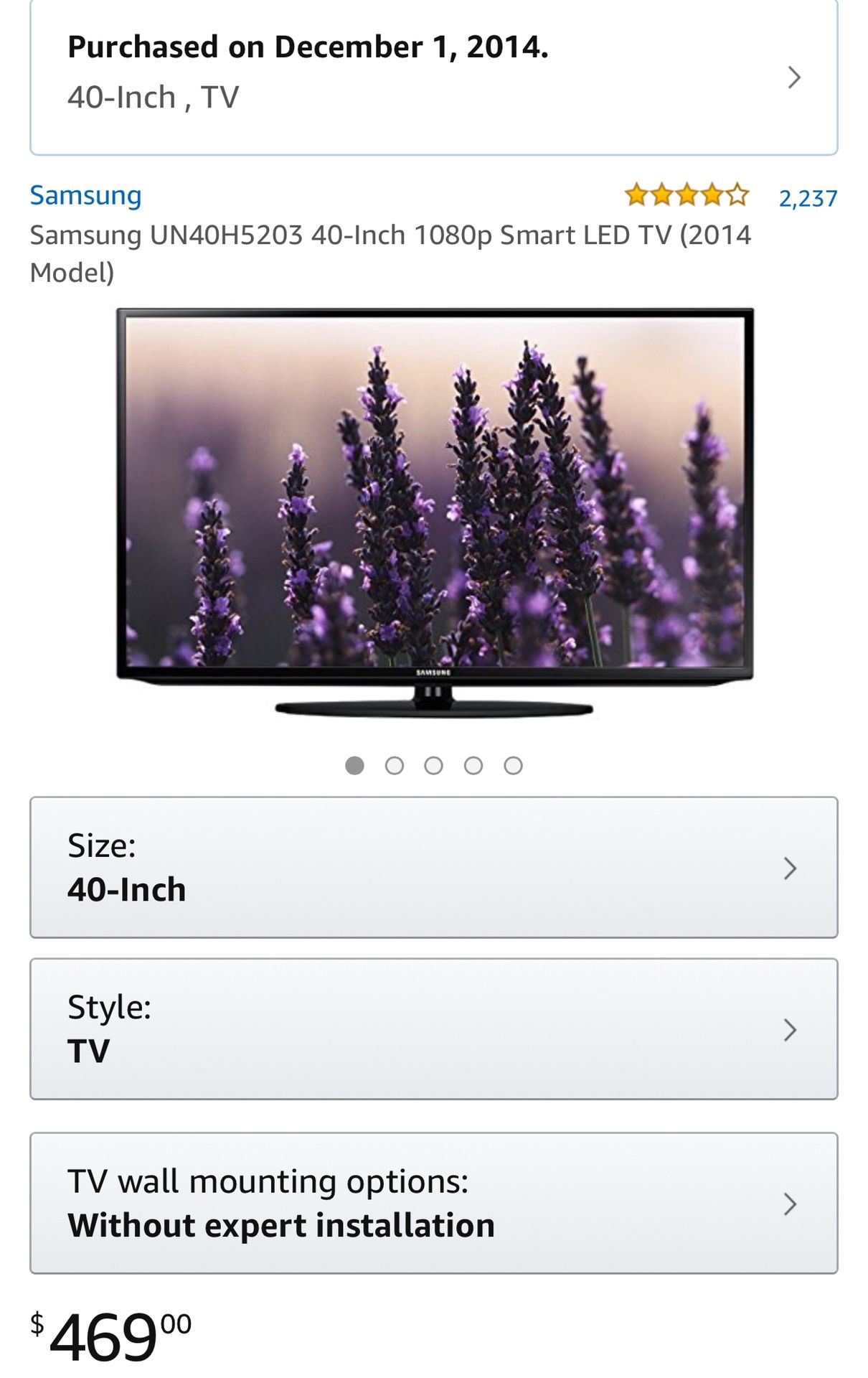 Samsung Smart LED TV 40 inch