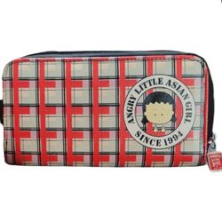 Vintage Angry Little Asian Girl Zip Around Wallet Lela Lee Plaid Billfold Y2K