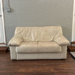 White Leather Loveseat