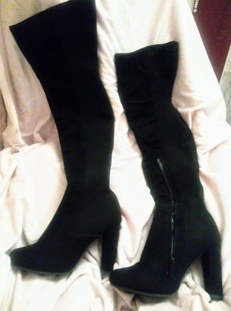 Thigh High Black Boots With Heals