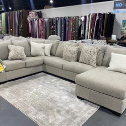 Beige fabric sectional!! Back In Stock !! $99 DOWN!