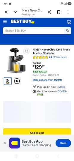 Ninja NeverClog Cold Press Juicer Charcoal