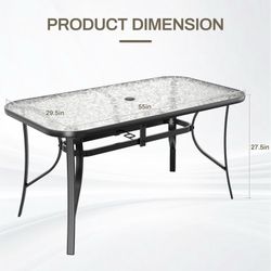 Outdoor Dining Table with Umbrella Hole