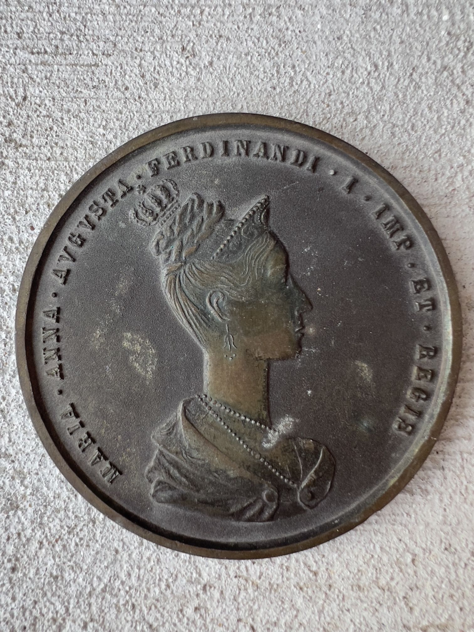 Antique Bronze Medal – Maria Anna of Austria – Coronation of 1836 – Bohemia / Prague