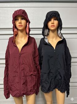 2 Lightweight Zip-Up Hooded Windbreaker Jacket