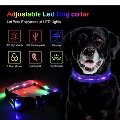 LED Dog Collar-USB Rechargeable with Waterproof Flashing Light-Makes Your Dog Visible,Safe&Seen
