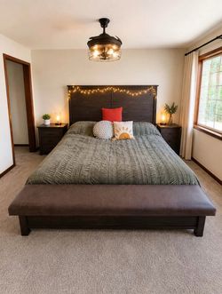 King Sleep Number Smart Bed + Wood King Bed Frame Set