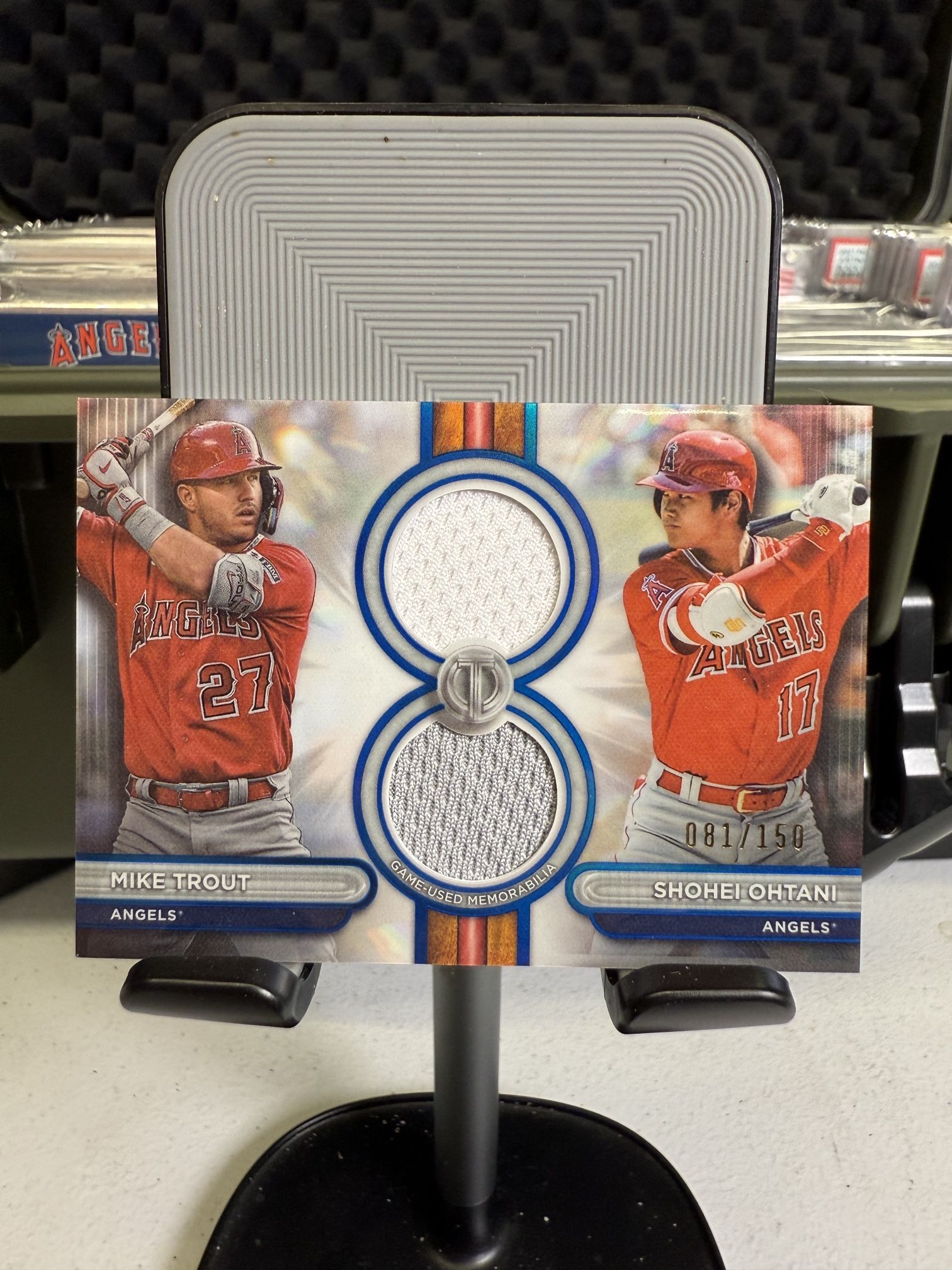 2024 Topps Tribute Shohei Ohtani & Mike Trout Dual Relic Blue /150