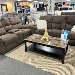 President Day Sale🇺🇸Stunning Chocolate Reclining Sofa+Love Seat Furniture Limited Time Offer $699
