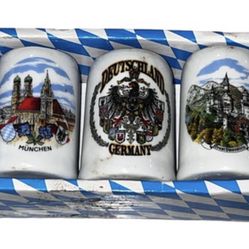 Set of 3 Ceramic Shot Glasses  From Germany