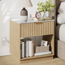 Seyla Fluted Nightstand with Charging Station