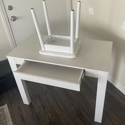 Computer/Vanity Desk with Drawer & Stool - White