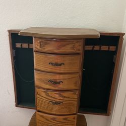 Vintage wooden standing jewelry armoire