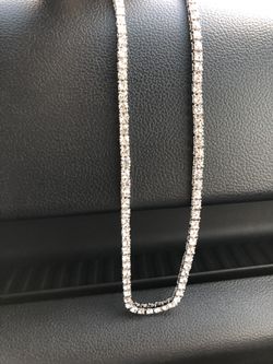 New 18 k white gold tennis iced out chain
