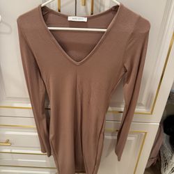 Beige Long Sleeve Dress