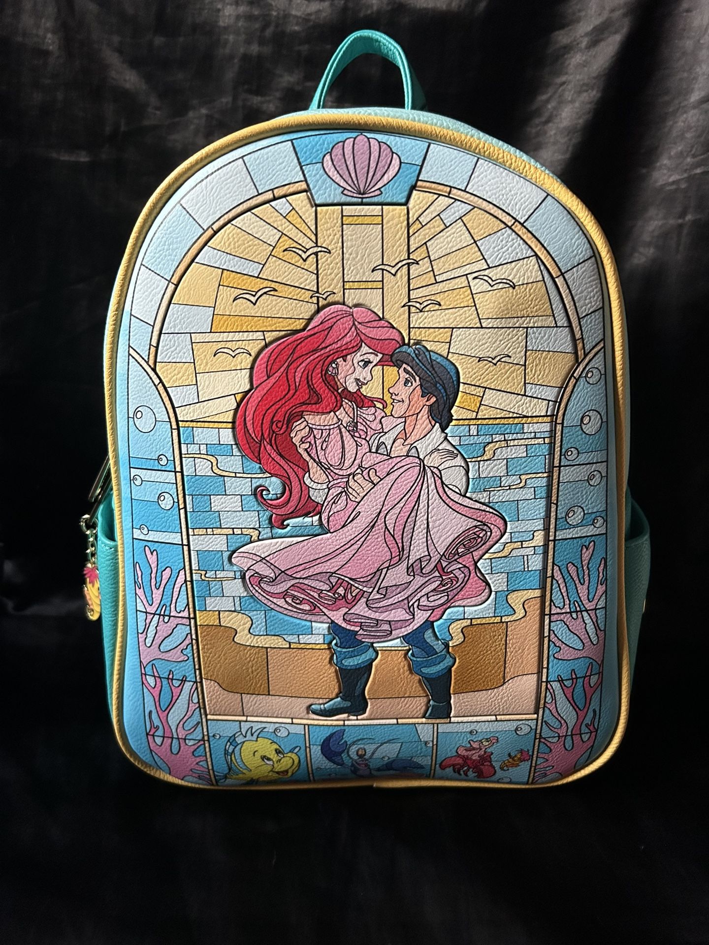 Loungefly Disney Little Mermaid Ariel Eric Stained Glass Mini Backpack