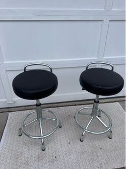 Seville Black Chrome Adjustable Short Upholstered Swivel Metal Bar Stool
