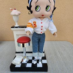 Collectible Betty Boop "Varsity Girl" Soft Sculpture Doll w/ 24k Gold Details 