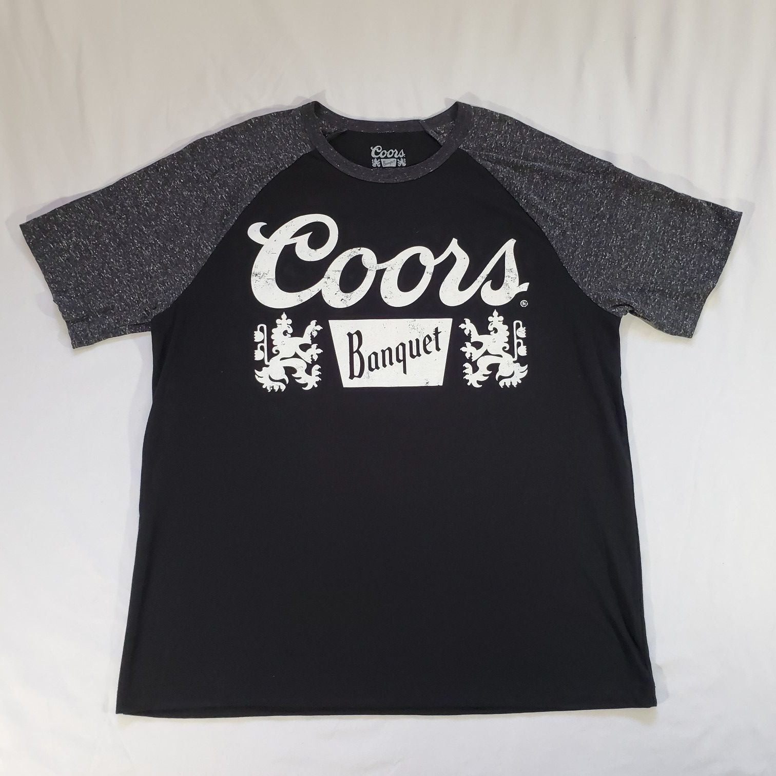 NEW 2XL Coors Banquet Beer Raglan Baseball T-shirt Black And Gray