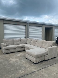 Beige sectional couch