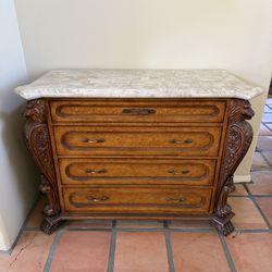 Wooden Drawer Piece With Marble Top