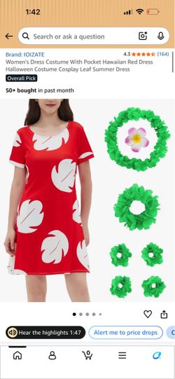 IOIZATE Hawaiian Leaf Print Costume Dress Set