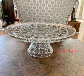 Vintage Glass Pedestal Serving Platter