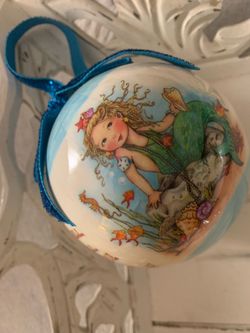 Mermaid 🧜♀️ Christmas🎄 Ornament with Blue Ribbon